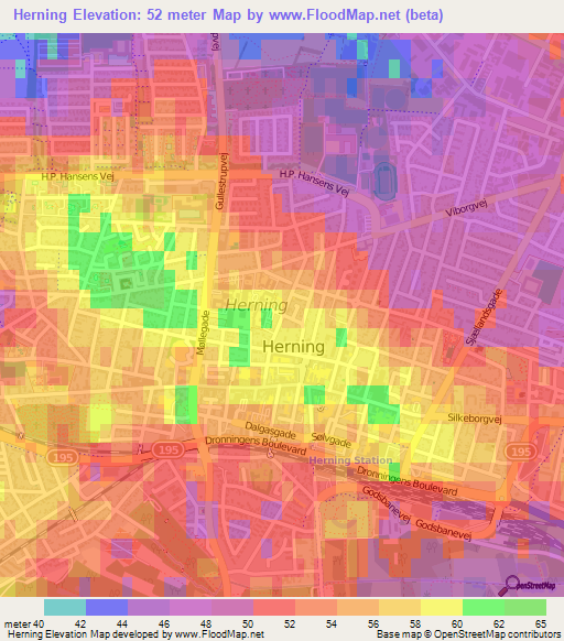 Herning,Denmark Elevation Map
