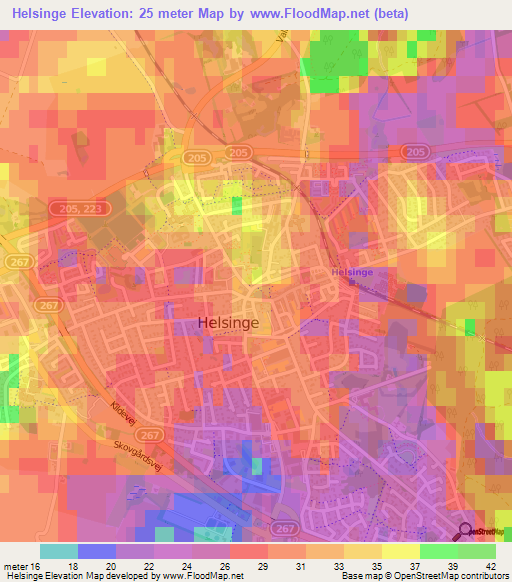 Helsinge,Denmark Elevation Map