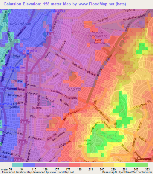 Galatsion,Greece Elevation Map