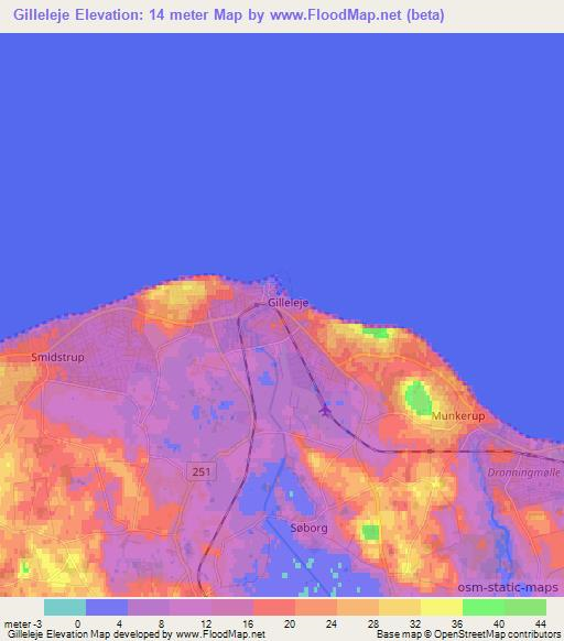 Gilleleje,Denmark Elevation Map