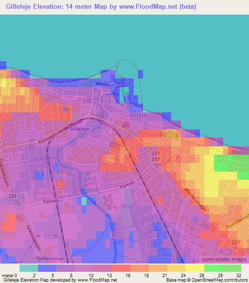 Gilleleje,Denmark Elevation Map