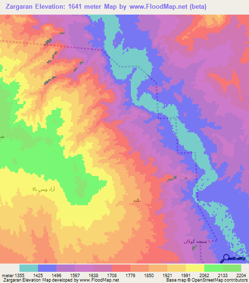 Zargaran,Iran Elevation Map