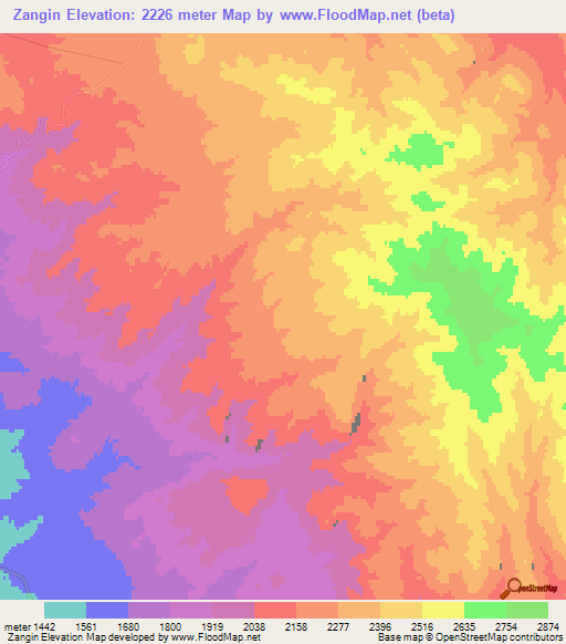 Zangin,Iran Elevation Map