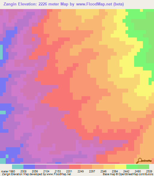 Zangin,Iran Elevation Map
