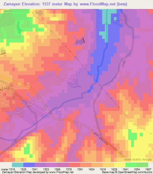 Zamayen,Iran Elevation Map