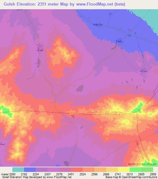 Goleh,Iran Elevation Map