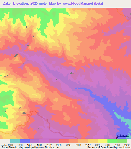 Zaker,Iran Elevation Map