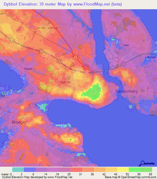 Dybbol,Denmark Elevation Map