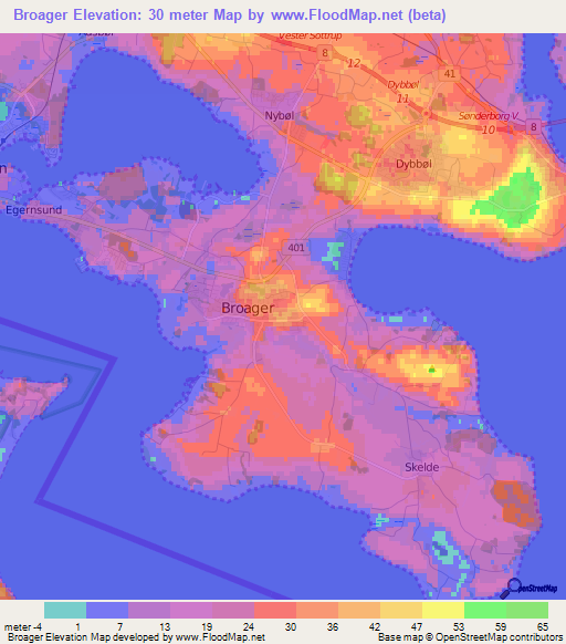 Broager,Denmark Elevation Map