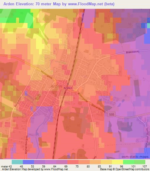 Arden,Denmark Elevation Map