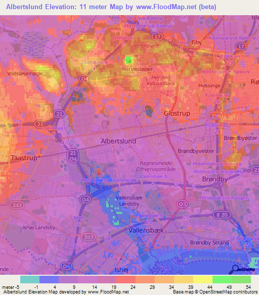 Albertslund,Denmark Elevation Map