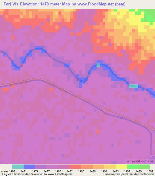 Farj Viz,Iran Elevation Map