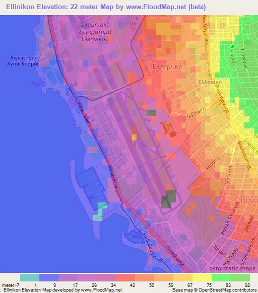 Ellinikon,Greece Elevation Map