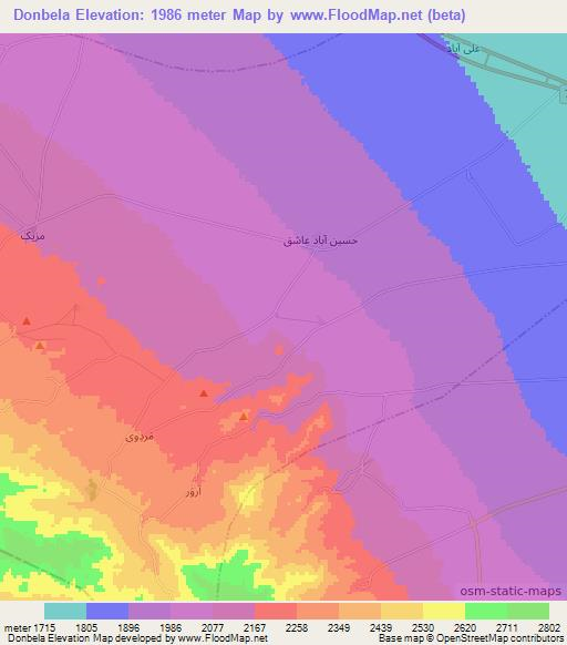 Donbela,Iran Elevation Map