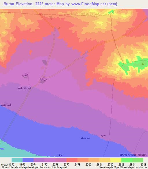 Buran,Iran Elevation Map