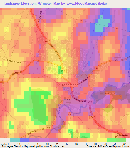 Tandragee,UK Elevation Map