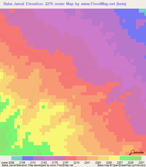 Baba Jamal,Iran Elevation Map