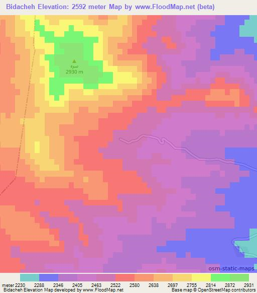 Bidacheh,Iran Elevation Map
