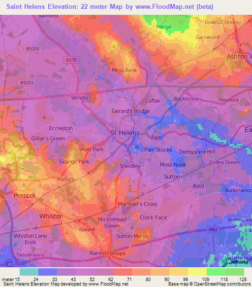 Saint Helens,UK Elevation Map