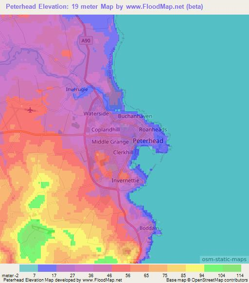 Peterhead,UK Elevation Map