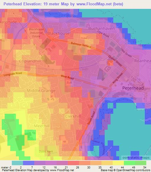 Peterhead,UK Elevation Map