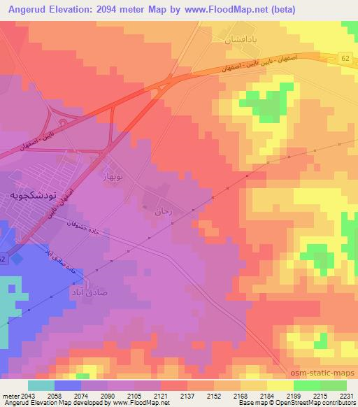 Angerud,Iran Elevation Map