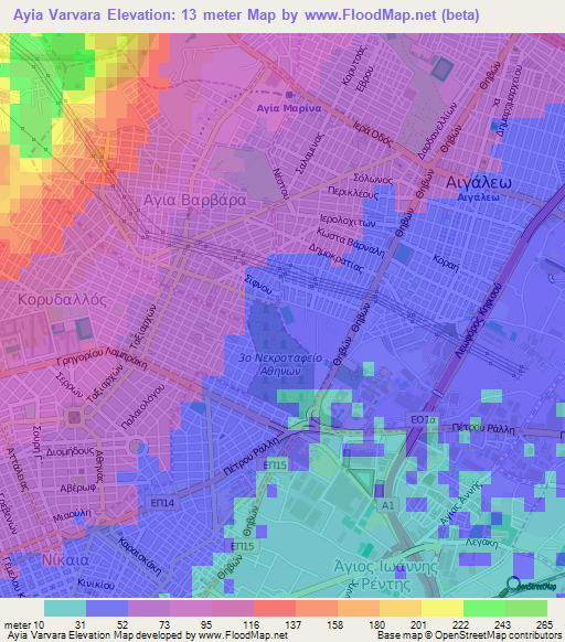 Ayia Varvara,Greece Elevation Map
