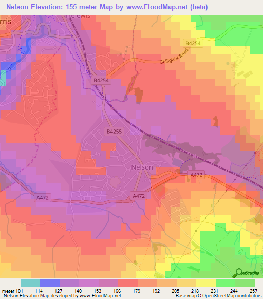Nelson,UK Elevation Map