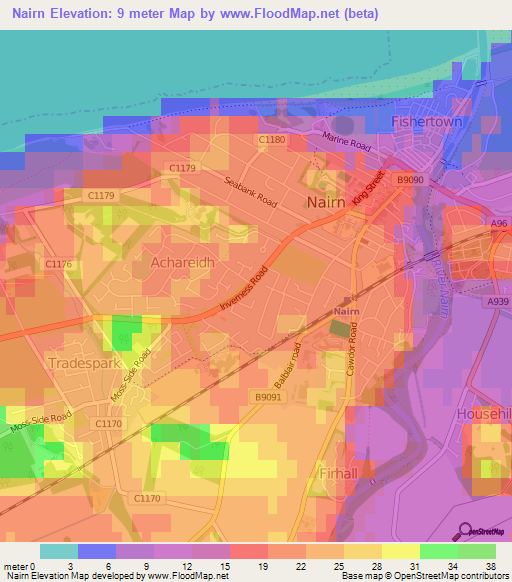 Nairn,UK Elevation Map