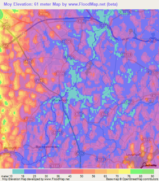 Moy,UK Elevation Map