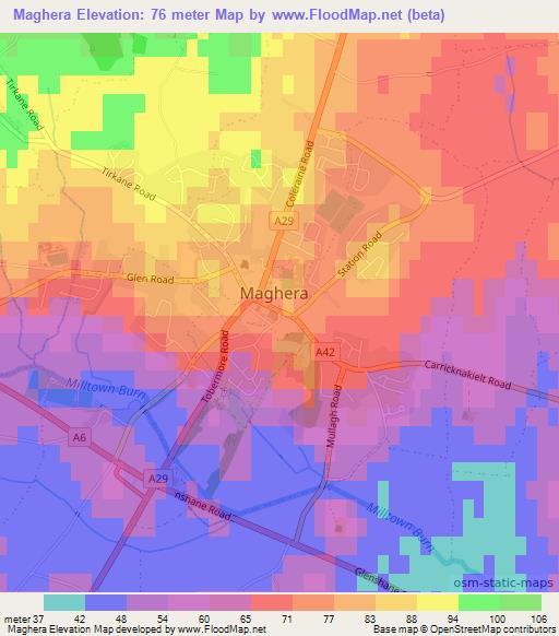 Maghera,UK Elevation Map