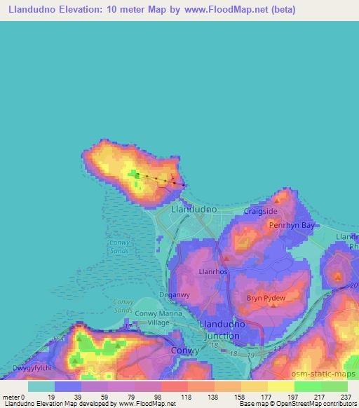 Llandudno,UK Elevation Map