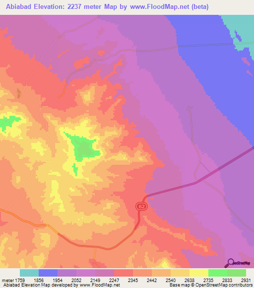 Abiabad,Iran Elevation Map