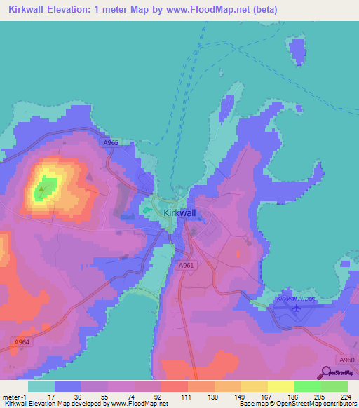 Kirkwall,UK Elevation Map