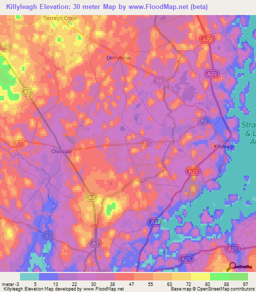 Killyleagh,UK Elevation Map
