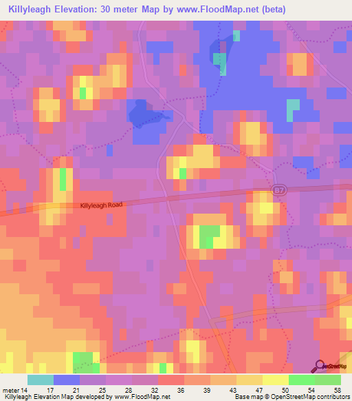 Killyleagh,UK Elevation Map