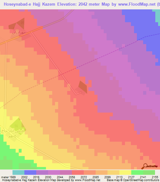 Hoseynabad-e Hajj Kazem,Iran Elevation Map