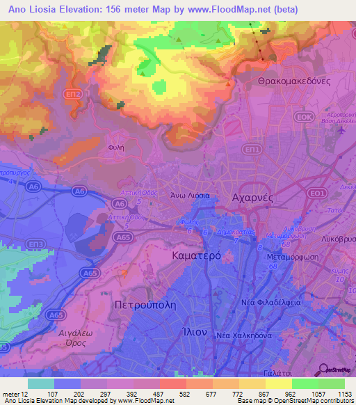 Ano Liosia,Greece Elevation Map