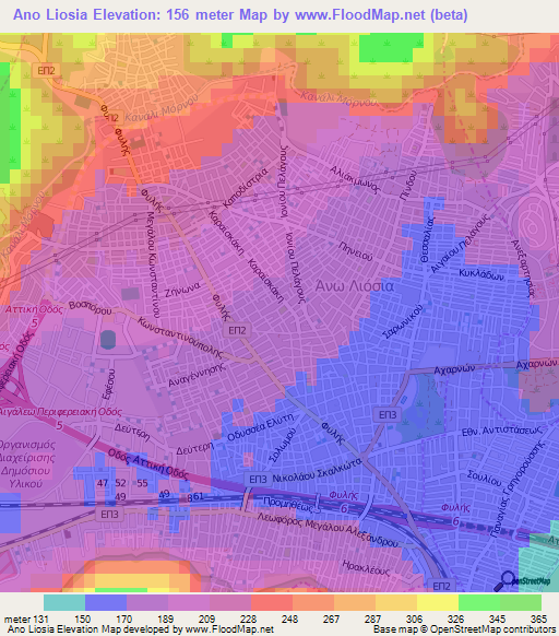Ano Liosia,Greece Elevation Map