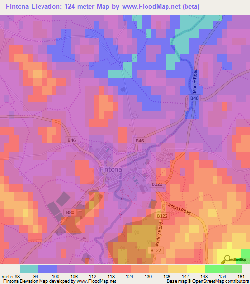 Fintona,UK Elevation Map