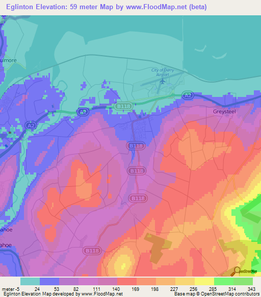 Eglinton,UK Elevation Map