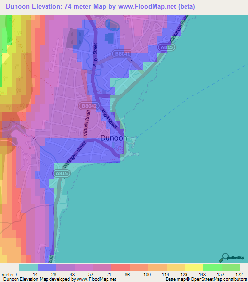 Dunoon,UK Elevation Map