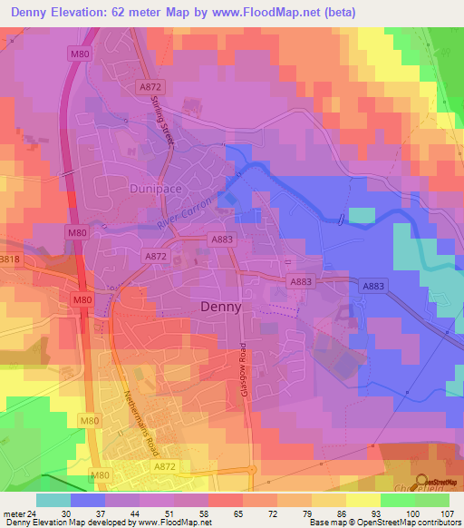 Denny,UK Elevation Map