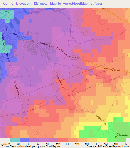 Connor,UK Elevation Map
