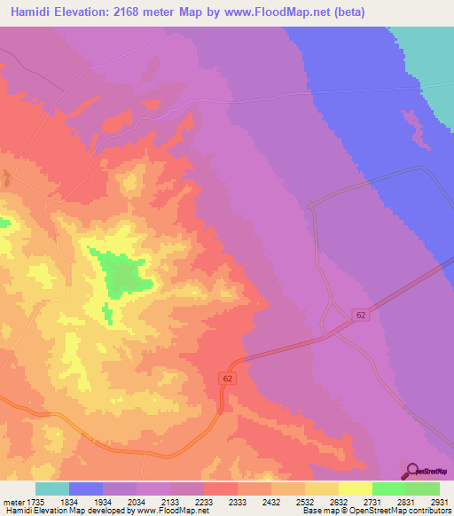 Hamidi,Iran Elevation Map