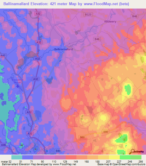 Ballinamallard,UK Elevation Map