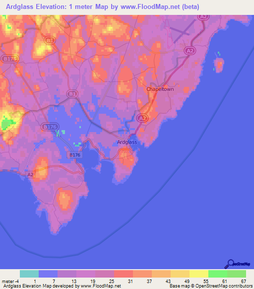 Ardglass,UK Elevation Map