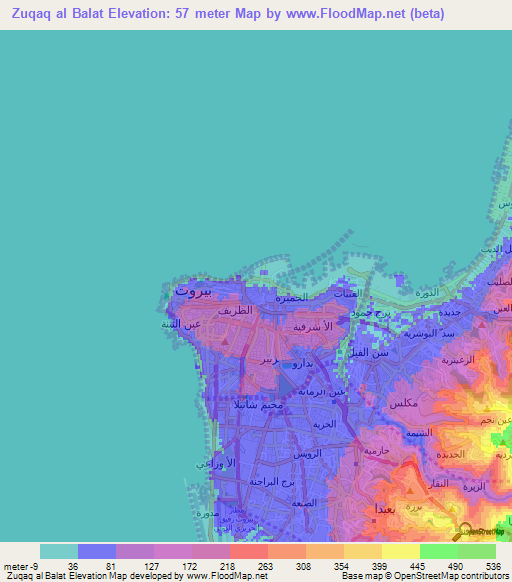 Zuqaq al Balat,Lebanon Elevation Map