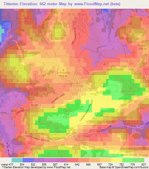 Titterten,Switzerland Elevation Map