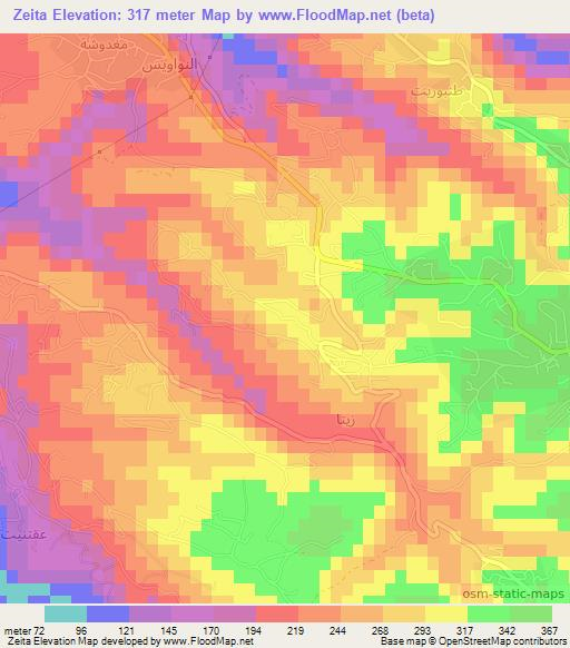 Zeita,Lebanon Elevation Map